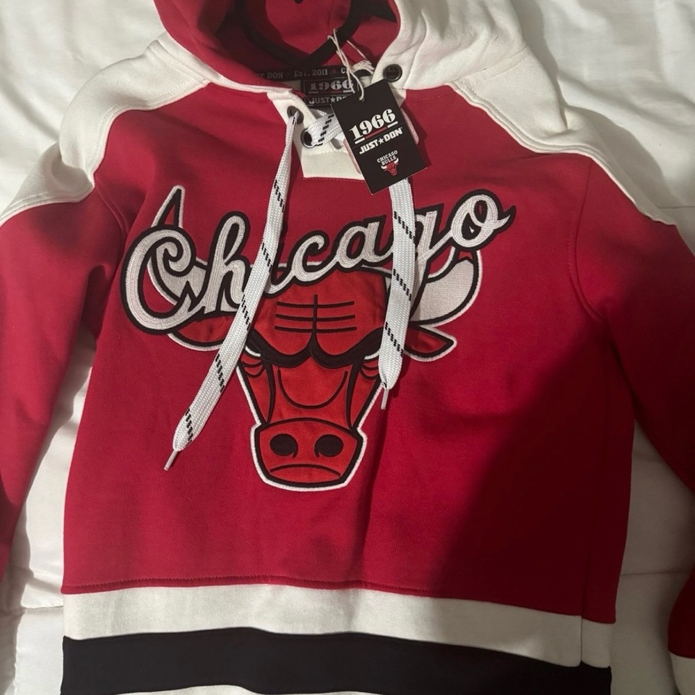 Just Don Red and White Chicago Bulls Hoodie